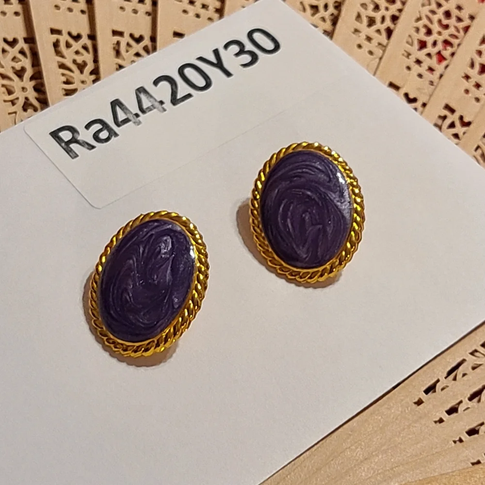 Swirl Earrings Purple & Gold
